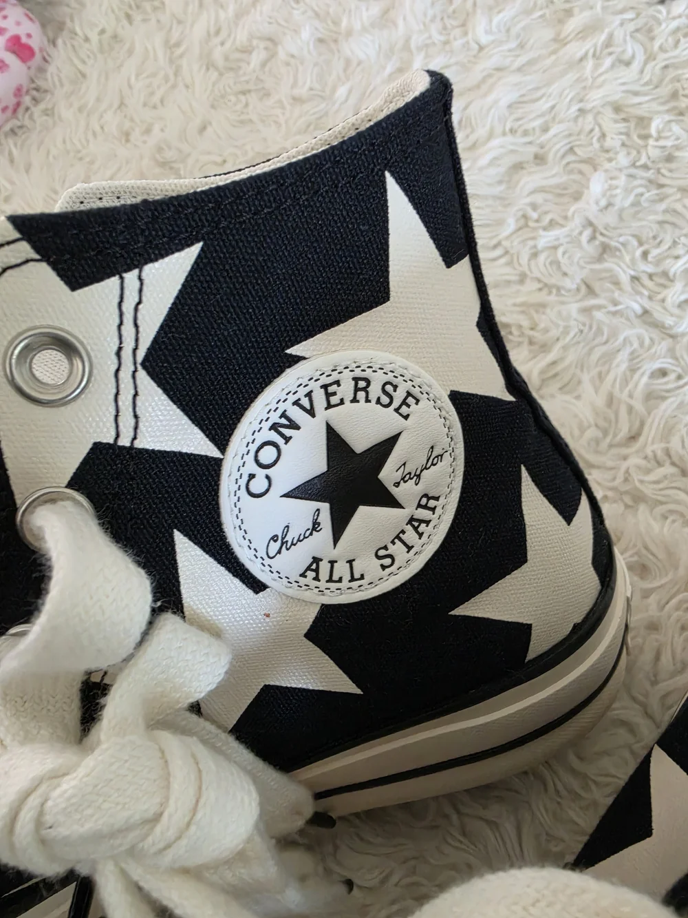 Converse Platform Chuck Taylor All Star High Top Sneakers in Black/White Star - Picture 4 of 6